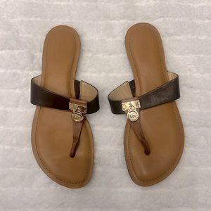 Michael Kors sandals with gold lock charm